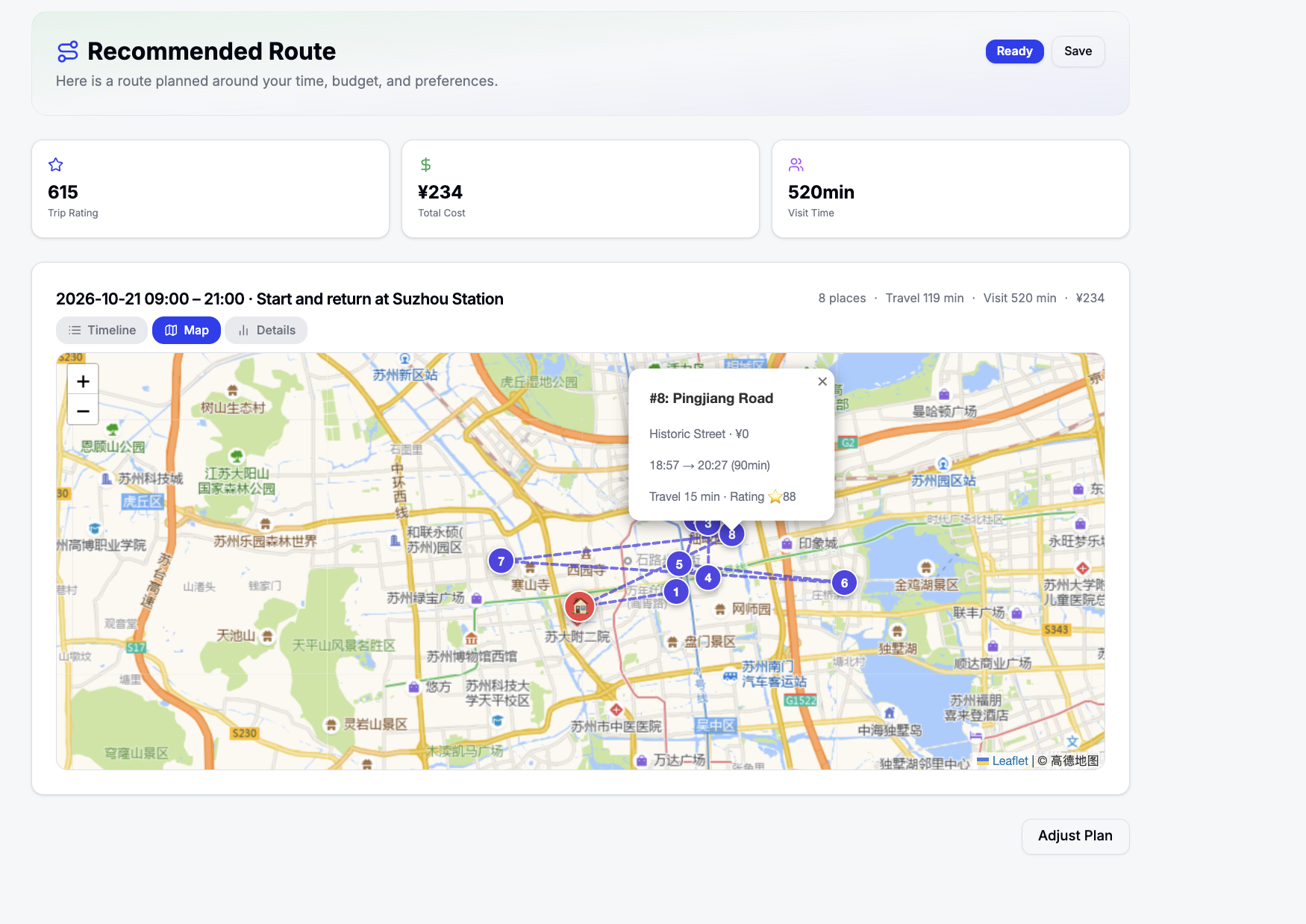 travel app route